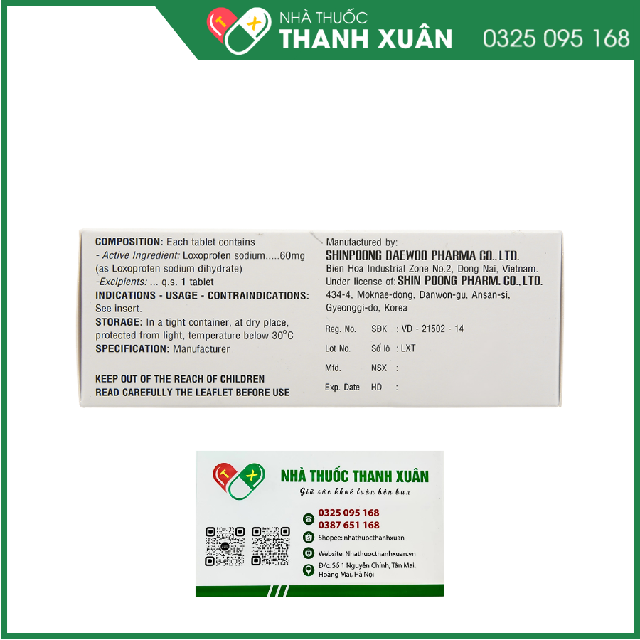 Loxfen 60mg giảm đau, kháng viêm xương khớp (10 vỉ x 10 viên)